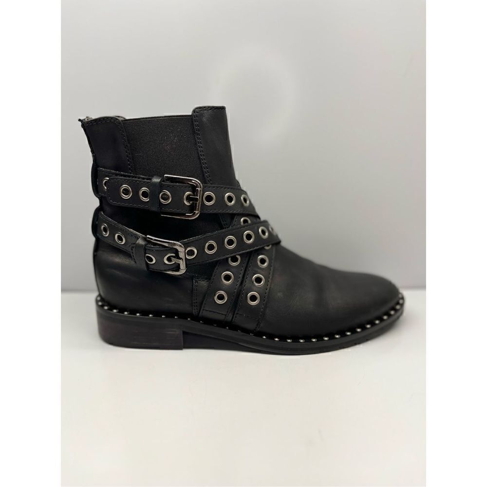 The Shoe Box Ankle Boots W/studded Womens Size 37EU Black Made in Italy